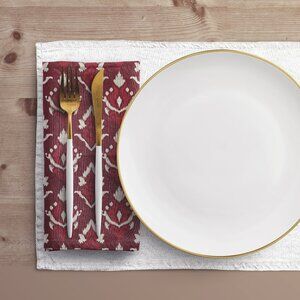 NWT Porter Anna- Crimson & Cream  Cotton Napkin 4-set, Ikat
